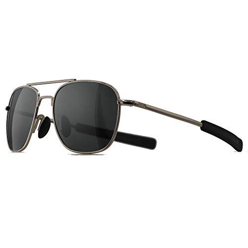 SUNGAIT Gafas de Sol Estilo Militar para Hombre Polarizadas Lentes con Marco de Metal(Gunmetal/gris)-SGT285