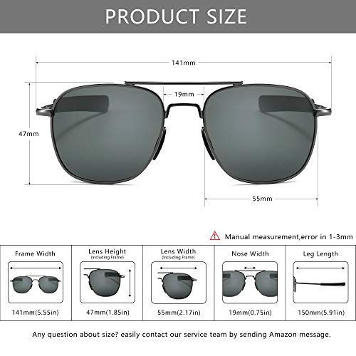 SUNGAIT Gafas de Sol Estilo Militar para Hombre Polarizadas Lentes con Marco de Metal(Gunmetal/gris)-SGT285