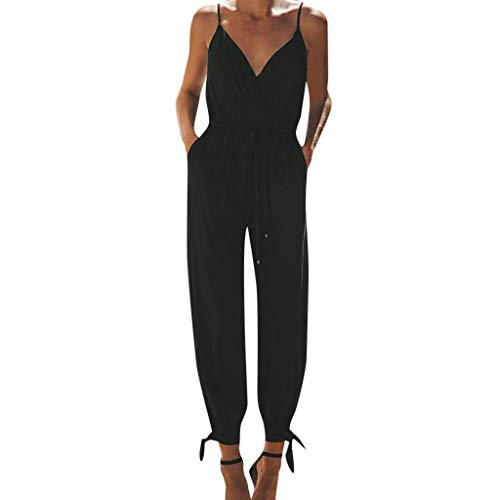 SUNNSEAN Monos Monos Jumpsuit Sexy Mujer Monos Elegante Mujer Mono de Fiesta sin Mangas de Verano Mujer Jumpsuits Elegante Floral 2019 Pantalones Largos Mamelucos Monos de Vestir (Negro2, M)