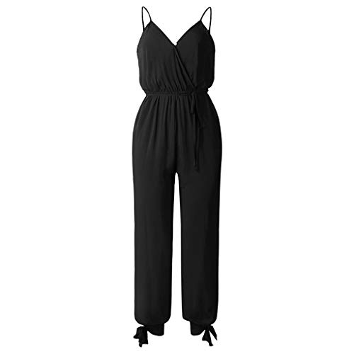 SUNNSEAN Monos Monos Jumpsuit Sexy Mujer Monos Elegante Mujer Mono de Fiesta sin Mangas de Verano Mujer Jumpsuits Elegante Floral 2019 Pantalones Largos Mamelucos Monos de Vestir (Negro2, M)