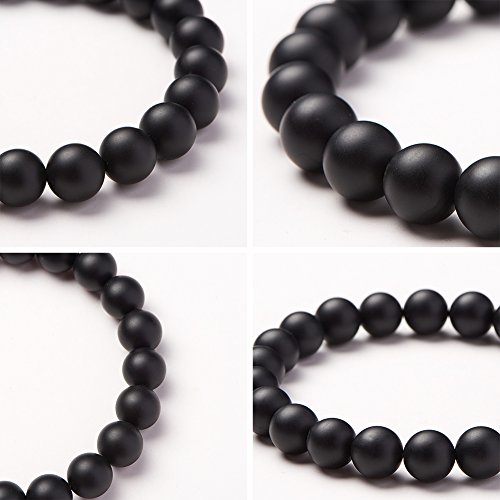 SUNNYCLUE Natural genuino mate niebla negro ágata piedras preciosas perlas Pulsera elástico 8 mm Ronda Perlas de aproximadamente 7 "unisex