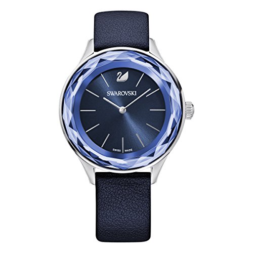 Swarovski Reloj Octea Nova, Correa de piel, azul, acero inoxidable