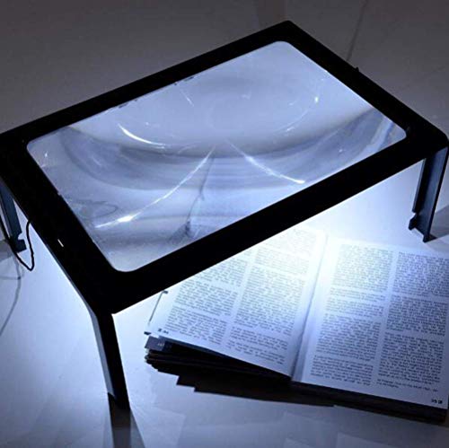 SXRDZ Lupa Libre de Manos, lupas de página Completa 3X con Lente de luz LED for Leer Libros pequeños, periódico, Coser (Color : A)