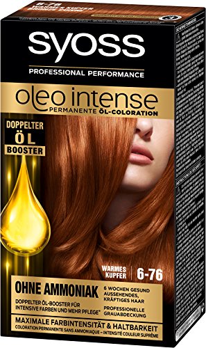 Syoss Oleo Intense Tinte para el cabello, 6-76, cobre cálido, 3 unidades (3 x 115 ml)