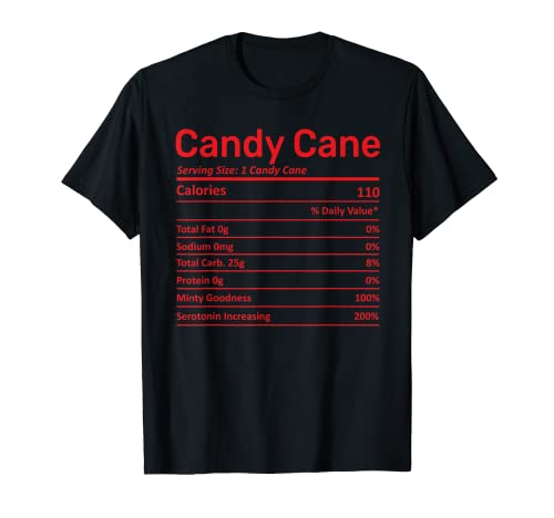 Tabla de nutrición de caña de caramelo Navidad divertida familia a juego Camiseta