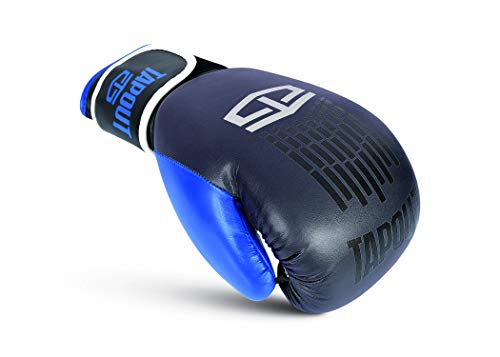 Tapout Guantes de Boxeo atómicos de Piel Dura para niños y Adultos, tamaños 4 oz - 16 oz ** envolturas para Manos Gratis ** … (Gris/Azul, 14 oz)