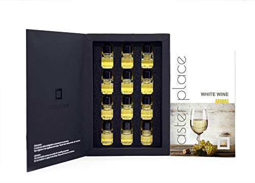 TASTERPLACE Set de aromas de vino blanco - versión en inglés - para sommeliers - para amantes del vino - herramienta de degustación