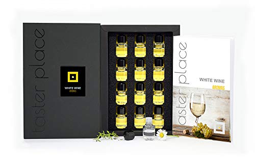 TASTERPLACE Set de aromas de vino blanco - versión en inglés - para sommeliers - para amantes del vino - herramienta de degustación