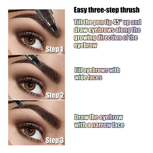 Tattoo Eyebrow Pen, BEENLE Waterproof Drawing Eyebrow Pencil con cuatro puntas, crea cejas definidas naturales y duraderas de larga duración todo el día (Marrón)