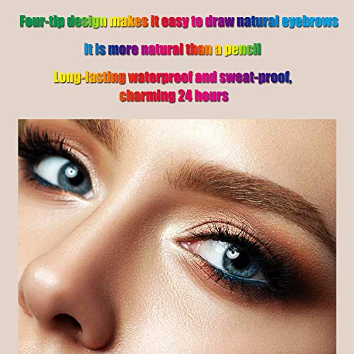 Tattoo Eyebrow Pen, BEENLE Waterproof Drawing Eyebrow Pencil con cuatro puntas, crea cejas definidas naturales y duraderas de larga duración todo el día (Marrón)