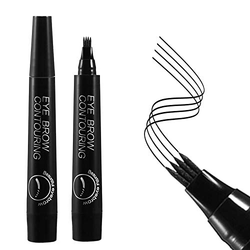 Tattoo Eyebrow Pen, BEENLE Waterproof Drawing Eyebrow Pencil con cuatro puntas, crea cejas definidas naturales y duraderas de larga duración todo el día (Marrón)