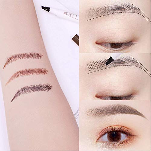 Tatuaje de la ceja de la pluma, pluma de la ceja Microblading, impermeable lápiz de cejas de maquillaje profesional, Sorteos Natural Brow pelos y rellenos en áreas dispersas y lagunas, natural 3pcs