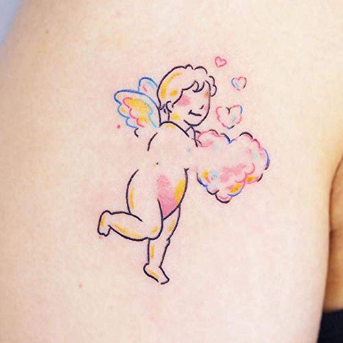 Tatuajes Temporales 7 pedazos pequeños de ángel de la moda fresca pegatinas tatuaje temporal, adecuados for las mujeres, impermeable, desprendible, no tóxico y seguro for todas las pieles Arte Corpora