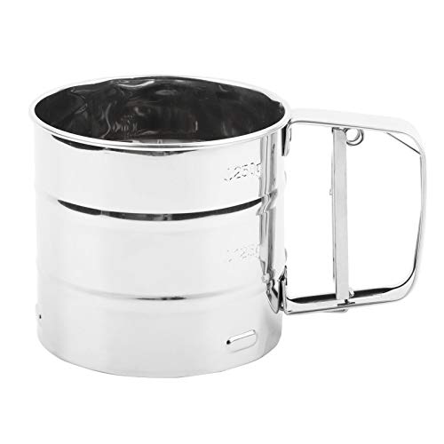 Taza de tamiz de harina de acero inoxidable Exprimidor de harina de mano Tamiz de harina de azúcar en polvo Colador de malla fina para pastel Galleta Postre Receta de cocina casera Herramienta para ho