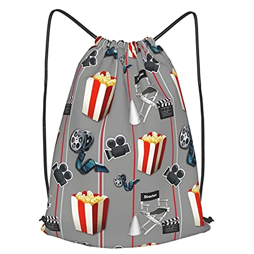 Tcerlcir Mochila de Cuerda Películas Watcher Palomitas de maíz Unisex Mochila con Cordón Saco de Gimnasia para Deporte Gimnasio Yoga Nadar