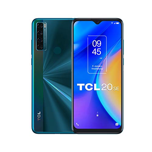 TCL 20 SE - Smartphone de 6.82" HD+ con NXTVISION (Qualcomm 460, 4G, 4GB/64GB Ampliable MicroSD, Dual SIM, Cámaras 16MP+5MP+2MP+2MP, Batería 5000mAh, Android 11) Verde