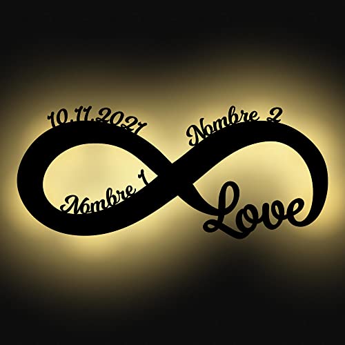 Te amo por siempre Regalos originales - Para tu Ellos él Amiga Novia Amigo Novio Pareja Hombre - De Aniversario - De Novios - De Boda - LED Decoración - Personalizados con Nombres