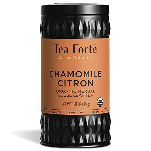 Tea Forté Chamomile Citron | Tè alla camomilla biologica Infuso alla rinfusa | Capacità 40 g | 35 a 50 tazze | Scatola di latta riutilizzabile