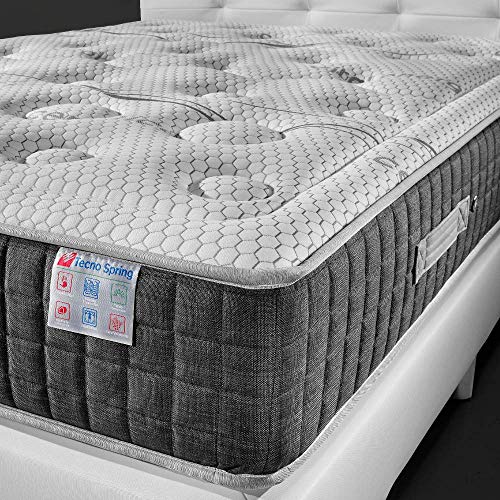 TECNOCOLCHÓN - Colchón de Muelles Ensacados y Viscoelástico 90x190 Tecno Spring® Visco y 24 cm de Altura | Reversible Verano-Invierno | Tejido Strech Cerámico | Alto Confort y Descanso.