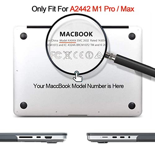 TeDaWen Funda para MacBook Pro de 14 pulgadas, versión 2021 A2442 M1 Pro/Max con Touch ID, funda para portátil bronceadora y cubierta para teclado, tabla de fórmula negra transparente (dorado) 01