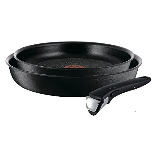 Tefal Ingenio Expertise - Juego de 2 Sartenes + Mango extraíble: Sartenes de 24 y 28 cm, mango intercambiable, sartenes antiadherentes, Titanium Excellence, Thermospot, apto horno y lavavajillas