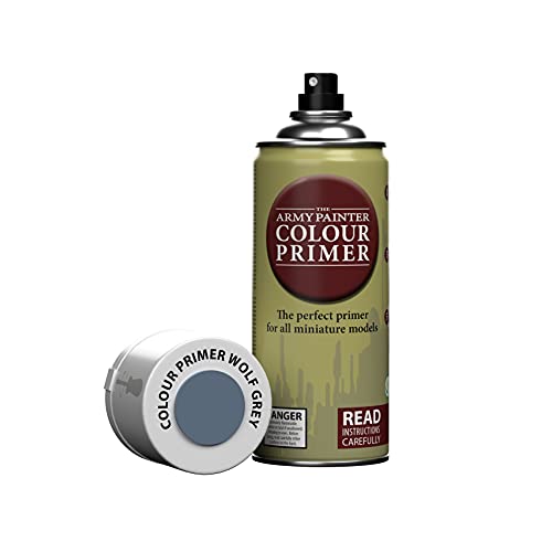 The Army Painter | Colour Primer |Wolf Grey| 400 mL, 13.5 oz Matte Acryllic Espray | Juegos de Mesa Wargamer Modelado y Pintura| Gris Lobo