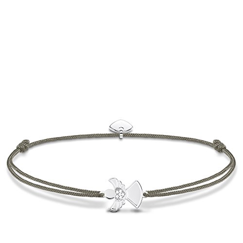 Thomas Sabo Little Secret Engel Pulsera de tejido para mujer, plata de ley 925, verde, LS037-401-5-L20v