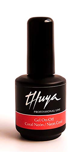 Thuya On-Off, Esmalte de gel de uñas (Tono Coral Neón) - 14 ml.