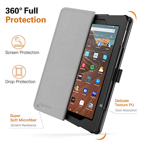 TiMOVO Funda para Todo-Nuevo Amazon Fire HD 10 Tableta (9th Gen 2019 & 7th Gen 2017 Modelo), Ultra Slim Función de Soporte Plegable Smart Cover Stand Case con Auto Sueño/Estela, Flor de melocotón