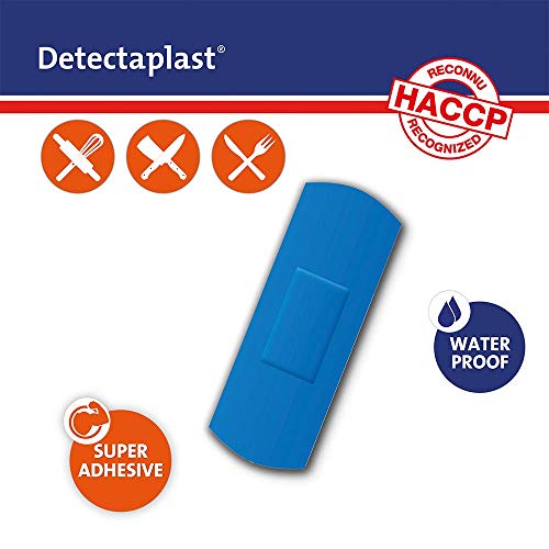 Tiritas detectables Detectaplast Universal, tiritas azules, tiritas resistentes agua y suciedad, tiritas cocina para industria alimentaría, hostelería y restauración, 25 x 72 mm, 100 tiritas