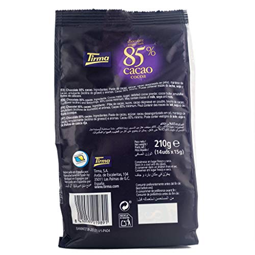 Tirma Chocolate Negro 85% Cacao Mini (14 uds. x 15g) 210g