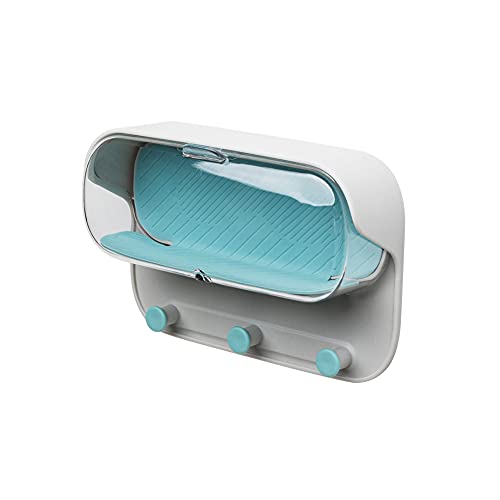 TOFBS Soporte para gafas, soporte para gafas de ducha para montaje en pared, soporte para estuche de baño, soporte para gafas, soporte para gafas de baño, espejo de vidrio para ducha (Blue)