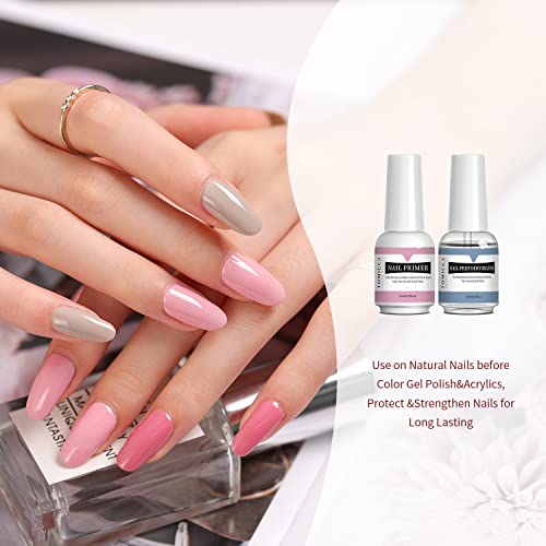 Tomicca Kit de Uñas de Gel Profesional Nail Primer 15ml Prep Deshidratador 15ml de Manicura