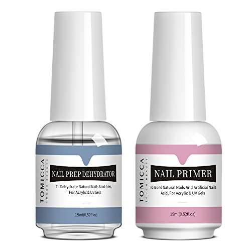 Tomicca Kit de Uñas de Gel Profesional Nail Primer 15ml Prep Deshidratador 15ml de Manicura