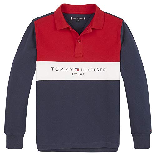 Tommy Hilfiger Bold Colorblock Polo L/s Camisa, Twilight Navy, 80 para Hombre