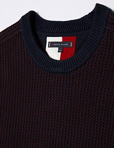 Tommy Hilfiger Bold Texture Sweater Suéter, Deep Burgundy, XXL para Hombre