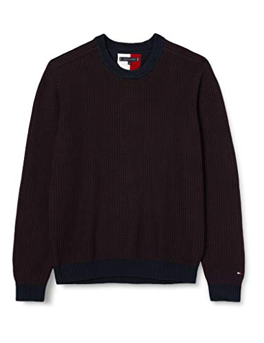 Tommy Hilfiger Bold Texture Sweater Suéter, Deep Burgundy, XXL para Hombre