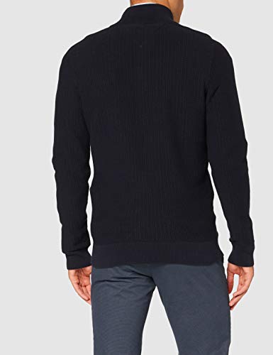 Tommy Hilfiger Bold Textured Cotton Zip Mock Suéter, Desert Sky, M para Hombre