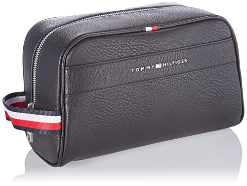 Tommy Hilfiger Casual PU WASHBAG, Accesorio de Viaje-Billetera Plegable para Hombre, Schwarz