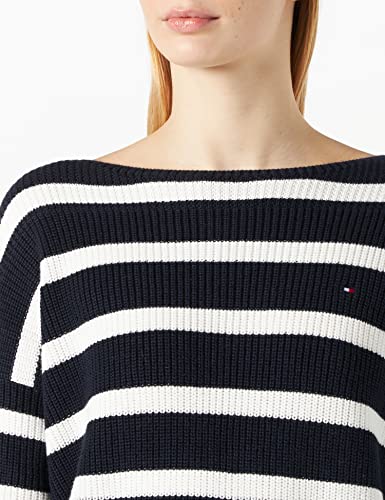 Tommy Hilfiger Hayana Boat-nk Sweater Suéter, Bold STP/Desert Sky, S para Mujer