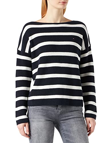 Tommy Hilfiger Hayana Boat-nk Sweater Suéter, Bold STP/Desert Sky, S para Mujer