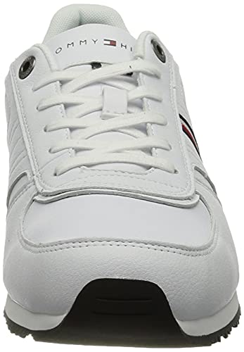 Tommy Hilfiger Iconic Leather Runner Stripes, Zapatillas Hombre, Blanco, 42 EU