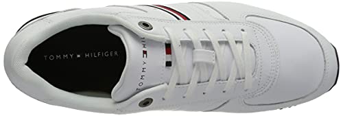 Tommy Hilfiger Iconic Leather Runner Stripes, Zapatillas Hombre, Blanco, 42 EU