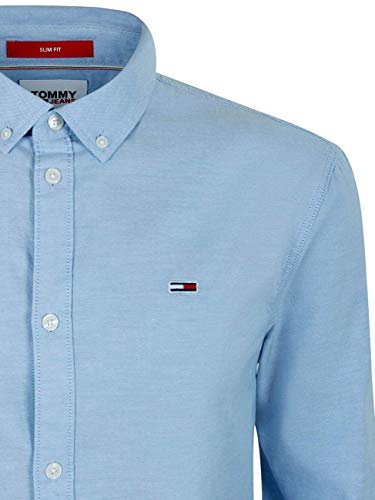 Tommy Hilfiger TJM Slim Stretch Oxford Shirt Camisa, Azul (Perfume Blue), S para Hombre