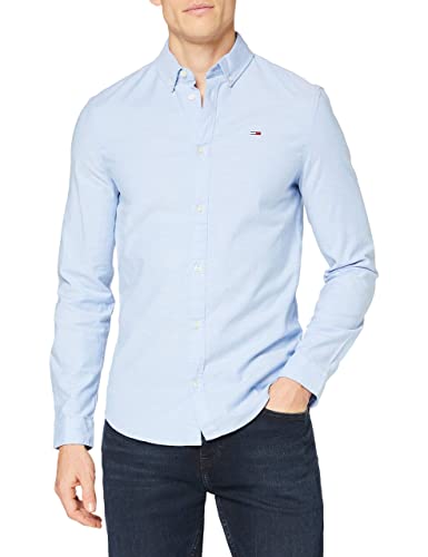 Tommy Hilfiger TJM Slim Stretch Oxford Shirt Camisa, Azul (Perfume Blue), S para Hombre