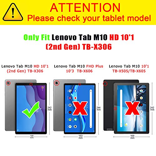 TOPCASE Ultra Delgada Funda para Lenovo Tab M10 HD (2nd Gen) TB-X306X 10.1 Pulgadas 2020 con Soporte Función Auto-Sueño/Estela,Flor de Albaricoque