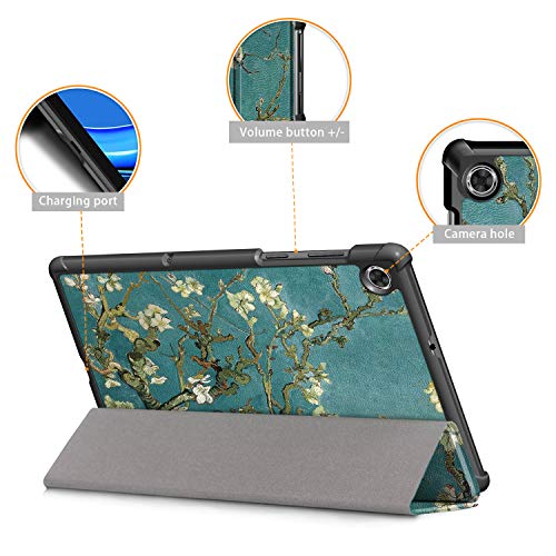 TOPCASE Ultra Delgada Funda para Lenovo Tab M10 HD (2nd Gen) TB-X306X 10.1 Pulgadas 2020 con Soporte Función Auto-Sueño/Estela,Flor de Albaricoque