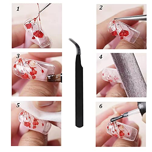 Tougod 36 Unidades De Flores Secas Para Uñas Con Flores Secas Reales De Arte Del Clavo 3d Decoración Para Uñas Con Piezas De Uñas Conservadas Para Manicura – Con Pinzas