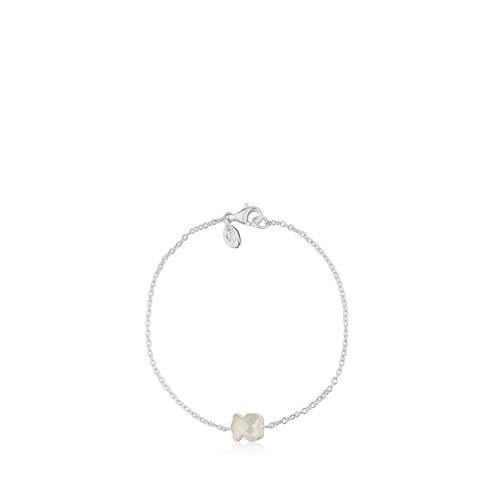 TOUS Pulsera mujer de Plata de Primera Ley con Motivo de Oso de Nácar - Largo 17,5 cm