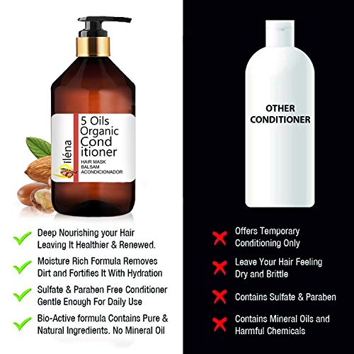 Tratamiento Capilar Profesional 5 Aceites Capilares y PROVITAMINA B5, Vitaminas E & C – Reparador, Hidratante y Nutritivo - Acondicionador para Todo Tipo de Cabello - Anti Encrespamiento (250 ml)